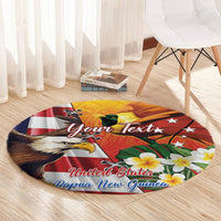 Personalised United States And Papua New Guinea Round Carpet USA Eagle With PNG Bird Of Paradise LT14 - Polynesian Pride
