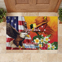 Personalised United States And Papua New Guinea Rubber Doormat USA Eagle With PNG Bird Of Paradise LT14 - Polynesian Pride