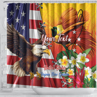 Personalised United States And Papua New Guinea Shower Curtain USA Eagle With PNG Bird Of Paradise LT14 - Polynesian Pride