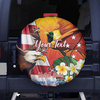 Personalised United States And Papua New Guinea Spare Tire Cover USA Eagle With PNG Bird Of Paradise LT14 - Polynesian Pride