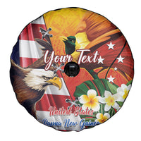 Personalised United States And Papua New Guinea Spare Tire Cover USA Eagle With PNG Bird Of Paradise LT14 - Polynesian Pride