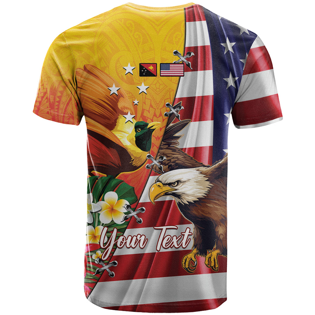 Personalised United States And Papua New Guinea T Shirt USA Eagle With PNG Bird Of Paradise LT14 - Polynesian Pride