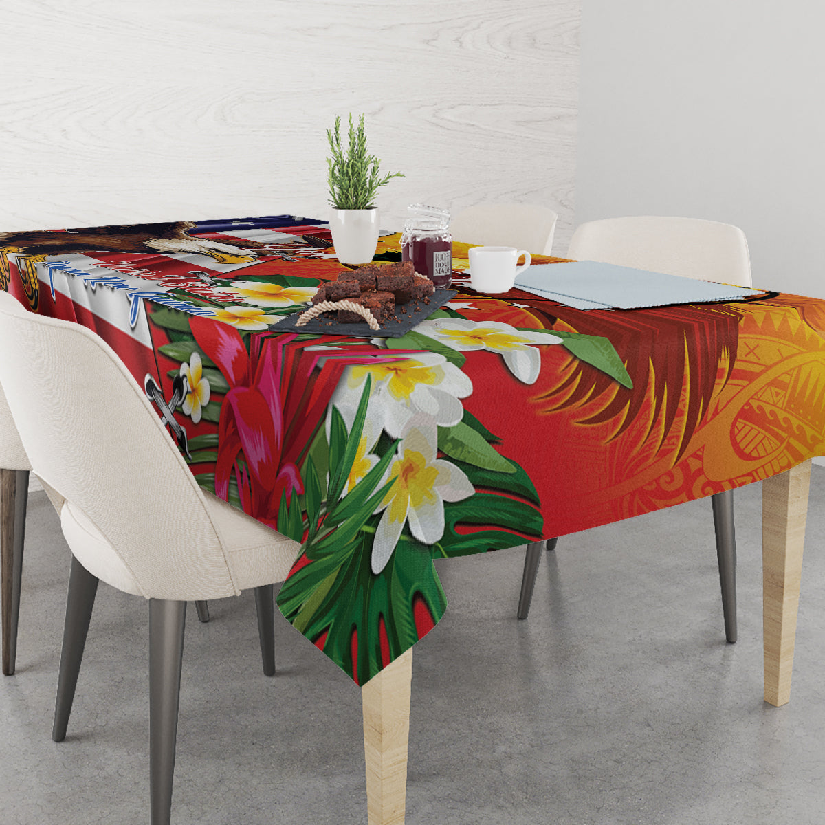 Personalised United States And Papua New Guinea Tablecloth USA Eagle With PNG Bird Of Paradise LT14 - Polynesian Pride
