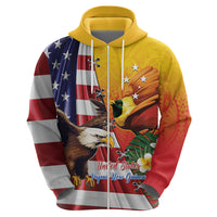 Personalised United States And Papua New Guinea Zip Hoodie USA Eagle With PNG Bird Of Paradise LT14 - Polynesian Pride