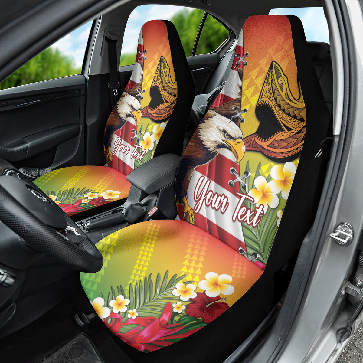 Personalised United States And Hawaii Car Seat Cover USA Eagle With Hawaiian Shark Tattoo LT14 - Polynesian Pride