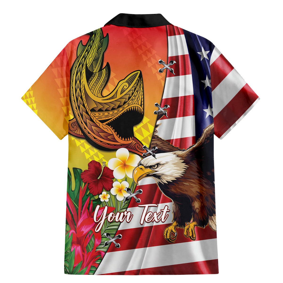 Personalised United States And Hawaii Family Matching Mermaid Dress and Hawaiian Shirt USA Eagle With Hawaiian Shark Tattoo LT14 - Polynesian Pride