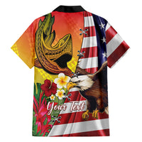 Personalised United States And Hawaii Family Matching Off Shoulder Maxi Dress and Hawaiian Shirt USA Eagle With Hawaiian Shark Tattoo LT14 - Polynesian Pride