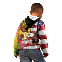 Personalised United States And Hawaii Kid Hoodie USA Eagle With Hawaiian Shark Tattoo LT14 - Polynesian Pride