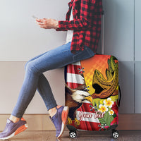 Personalised United States And Hawaii Luggage Cover USA Eagle With Hawaiian Shark Tattoo LT14 - Polynesian Pride