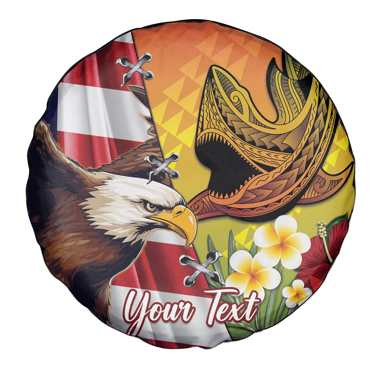 Personalised United States And Hawaii Spare Tire Cover USA Eagle With Hawaiian Shark Tattoo LT14 - Polynesian Pride
