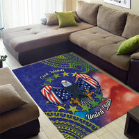 Personalised United States And Cook Islands Area Rug USA Eagle Mix Polynesian Pattern LT14 - Polynesian Pride