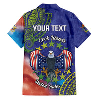 Personalised United States And Cook Islands Family Matching Off The Shoulder Long Sleeve Dress and Hawaiian Shirt USA Eagle Mix Polynesian Pattern LT14 - Polynesian Pride