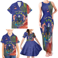 Personalised United States And Cook Islands Family Matching Tank Maxi Dress and Hawaiian Shirt USA Eagle Mix Polynesian Pattern LT14 - Polynesian Pride