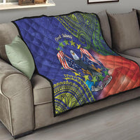 Personalised United States And Cook Islands Quilt USA Eagle Mix Polynesian Pattern