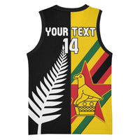 Custom New Zealand and Zimbabwe Basketball Jersey NZ Fern Zim Flag Half Style LT14 - Polynesian Pride