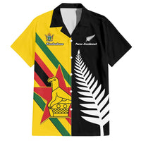 Custom New Zealand and Zimbabwe Hawaiian Shirt NZ Fern Zim Flag Half Style LT14 Black - Polynesian Pride