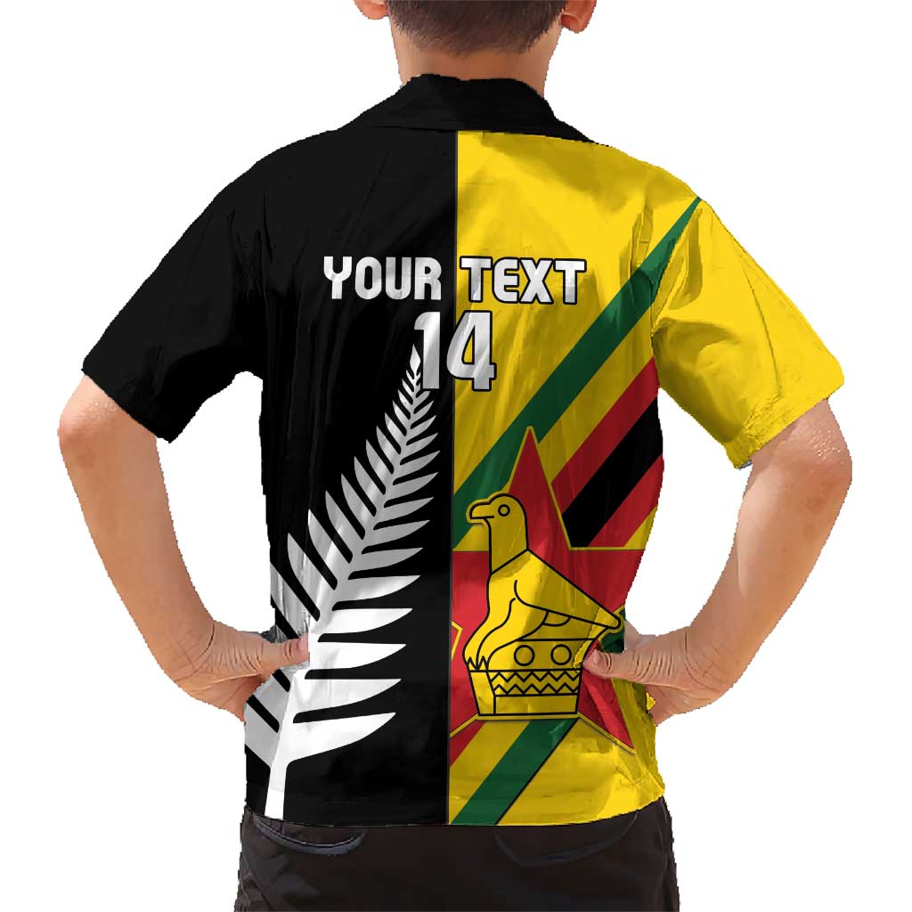 Custom New Zealand and Zimbabwe Hawaiian Shirt NZ Fern Zim Flag Half Style LT14 - Polynesian Pride