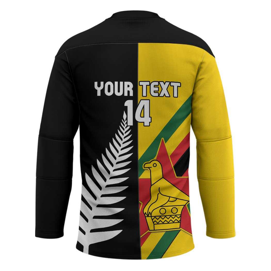 Custom New Zealand and Zimbabwe Hockey Jersey NZ Fern Zim Flag Half Style LT14 - Polynesian Pride