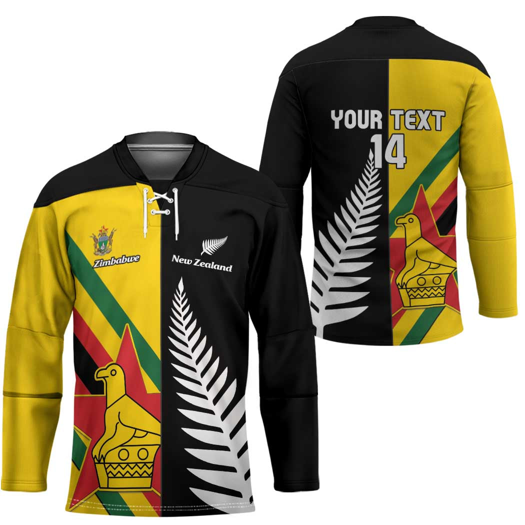 Custom New Zealand and Zimbabwe Hockey Jersey NZ Fern Zim Flag Half Style LT14 - Polynesian Pride