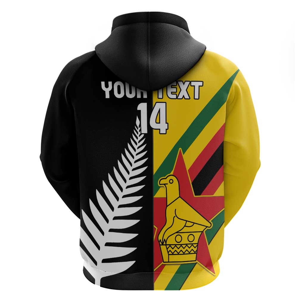 Custom New Zealand and Zimbabwe Hoodie NZ Fern Zim Flag Half Style LT14 - Polynesian Pride