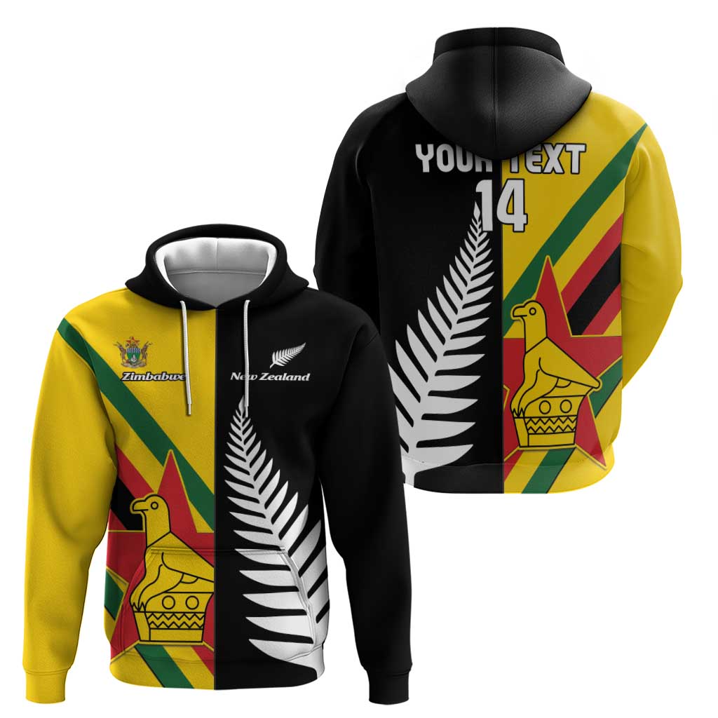 Custom New Zealand and Zimbabwe Hoodie NZ Fern Zim Flag Half Style LT14 - Polynesian Pride