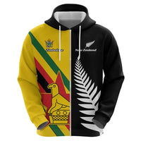 Custom New Zealand and Zimbabwe Hoodie NZ Fern Zim Flag Half Style LT14 - Polynesian Pride