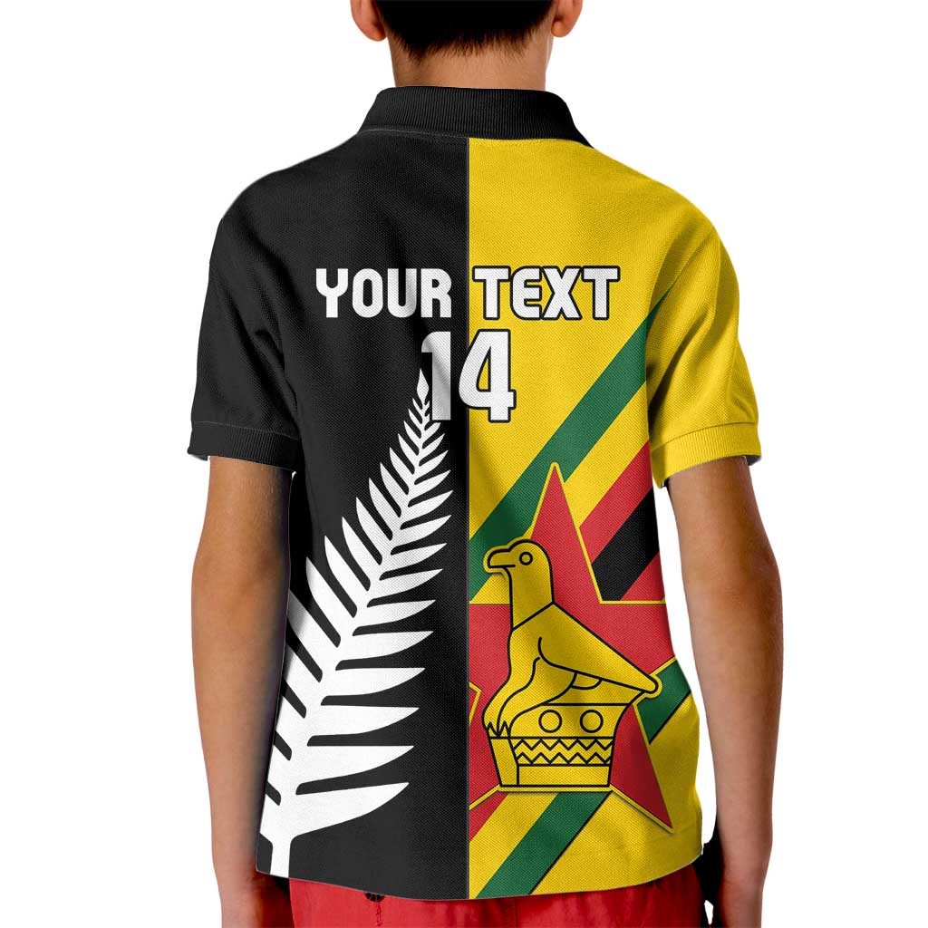 Custom New Zealand and Zimbabwe Kid Polo Shirt NZ Fern Zim Flag Half Style LT14 - Polynesian Pride