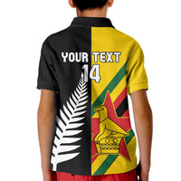 Custom New Zealand and Zimbabwe Kid Polo Shirt NZ Fern Zim Flag Half Style LT14 - Polynesian Pride