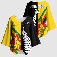 Custom New Zealand and Zimbabwe Kimono Sleeve Blouse NZ Fern Zim Flag Half Style LT14 - Polynesian Pride