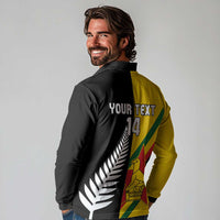 Custom New Zealand and Zimbabwe Long Sleeve Polo Shirt NZ Fern Zim Flag Half Style LT14 - Polynesian Pride