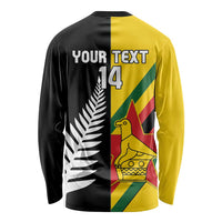 Custom New Zealand and Zimbabwe Long Sleeve Shirt NZ Fern Zim Flag Half Style LT14 - Polynesian Pride