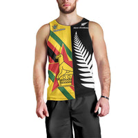 Custom New Zealand and Zimbabwe Men Tank Top NZ Fern Zim Flag Half Style LT14 - Polynesian Pride