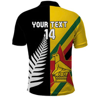 Custom New Zealand and Zimbabwe Polo Shirt NZ Fern Zim Flag Half Style LT14 - Polynesian Pride