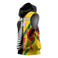 Custom New Zealand and Zimbabwe Sleeveless Hoodie NZ Fern Zim Flag Half Style LT14 - Polynesian Pride