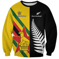 Custom New Zealand and Zimbabwe Sweatshirt NZ Fern Zim Flag Half Style