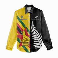 Custom New Zealand and Zimbabwe Women Casual Shirt NZ Fern Zim Flag Half Style LT14 - Polynesian Pride