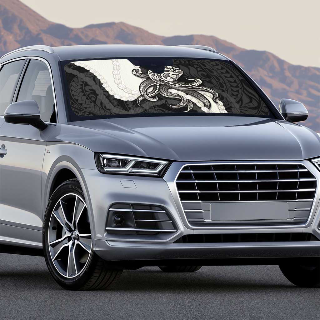 Black Polynesia Tribal Octopus Tattoo Auto Sun Shade Pikake Lei Polynesian Pattern