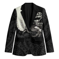 Black Polynesia Tribal Octopus Tattoo Blazer Pikake Lei Polynesian Pattern