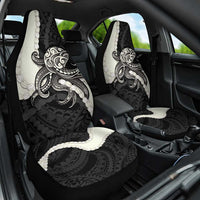 Black Polynesia Tribal Octopus Tattoo Car Seat Cover Pikake Lei Polynesian Pattern