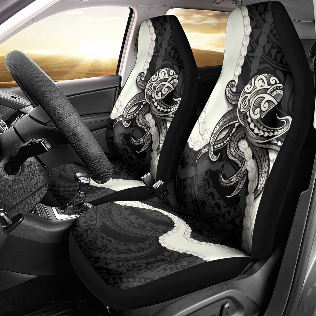 Black Polynesia Tribal Octopus Tattoo Car Seat Cover Pikake Lei Polynesian Pattern