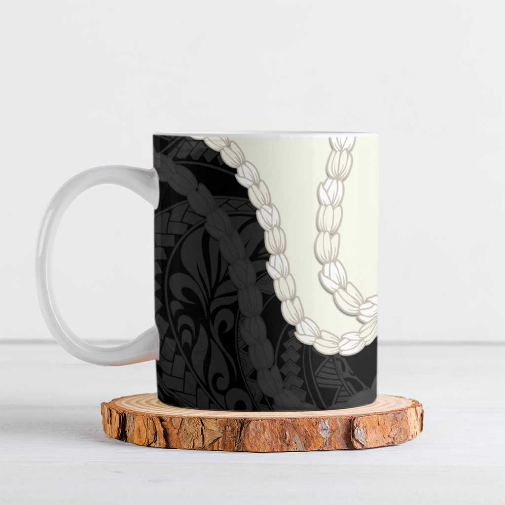 Black Polynesia Tribal Octopus Tattoo Ceramic Mug Pikake Lei Polynesian Pattern