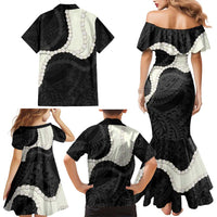 Black Polynesia Tribal Octopus Tattoo Family Matching Mermaid Dress and Hawaiian Shirt Pikake Lei Polynesian Pattern LT14 - Polynesian Pride