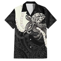 Black Polynesia Tribal Octopus Tattoo Family Matching Off The Shoulder Long Sleeve Dress and Hawaiian Shirt Pikake Lei Polynesian Pattern LT14 Dad's Shirt - Short Sleeve Black - Polynesian Pride