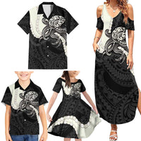 Black Polynesia Tribal Octopus Tattoo Family Matching Summer Maxi Dress and Hawaiian Shirt Pikake Lei Polynesian Pattern LT14 - Polynesian Pride
