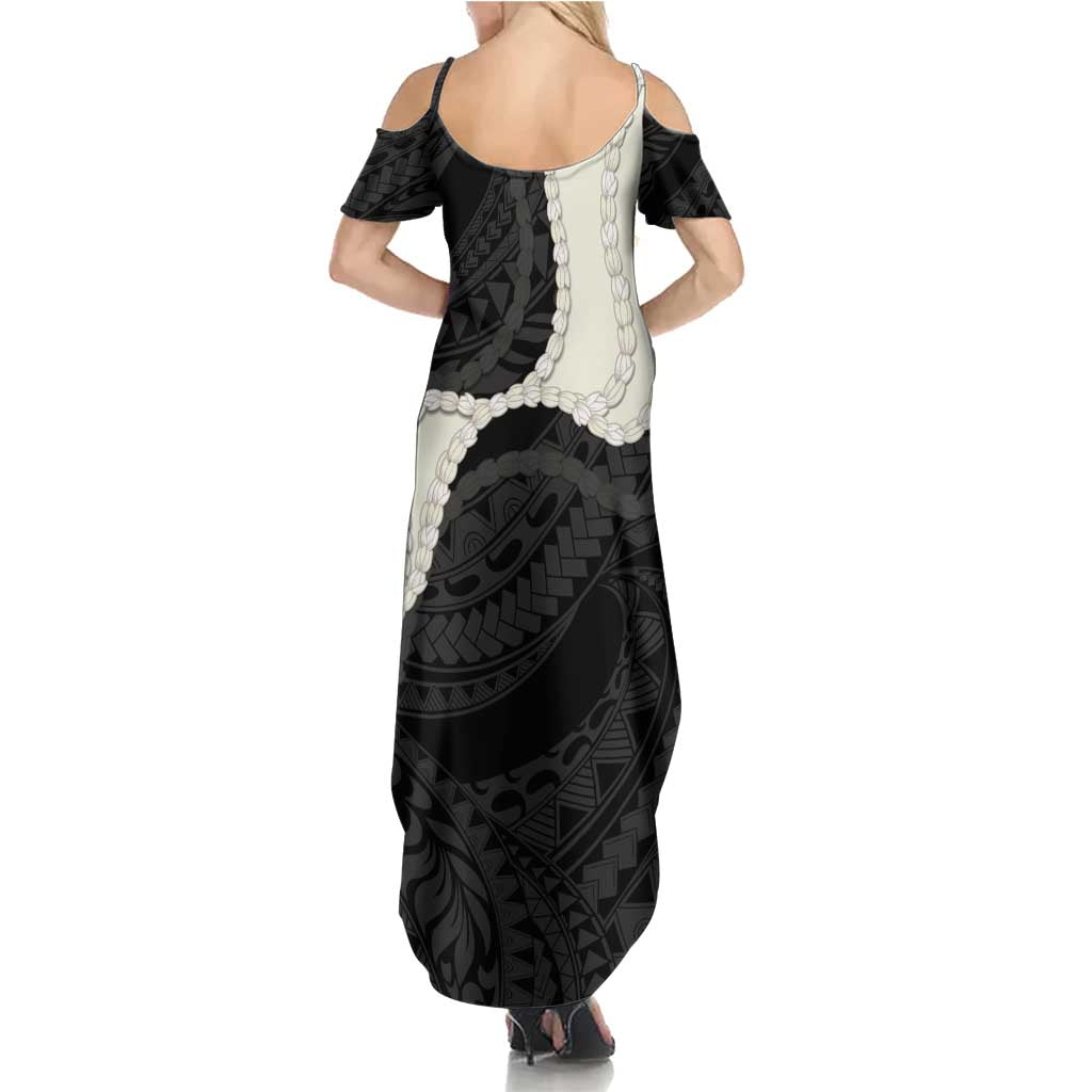 Black Polynesia Tribal Octopus Tattoo Family Matching Summer Maxi Dress and Hawaiian Shirt Pikake Lei Polynesian Pattern LT14 - Polynesian Pride