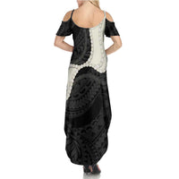 Black Polynesia Tribal Octopus Tattoo Family Matching Summer Maxi Dress and Hawaiian Shirt Pikake Lei Polynesian Pattern LT14 - Polynesian Pride
