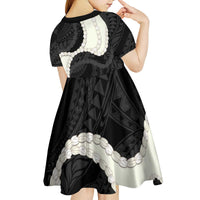 Black Polynesia Tribal Octopus Tattoo Kid Short Sleeve Dress Pikake Lei Polynesian Pattern
