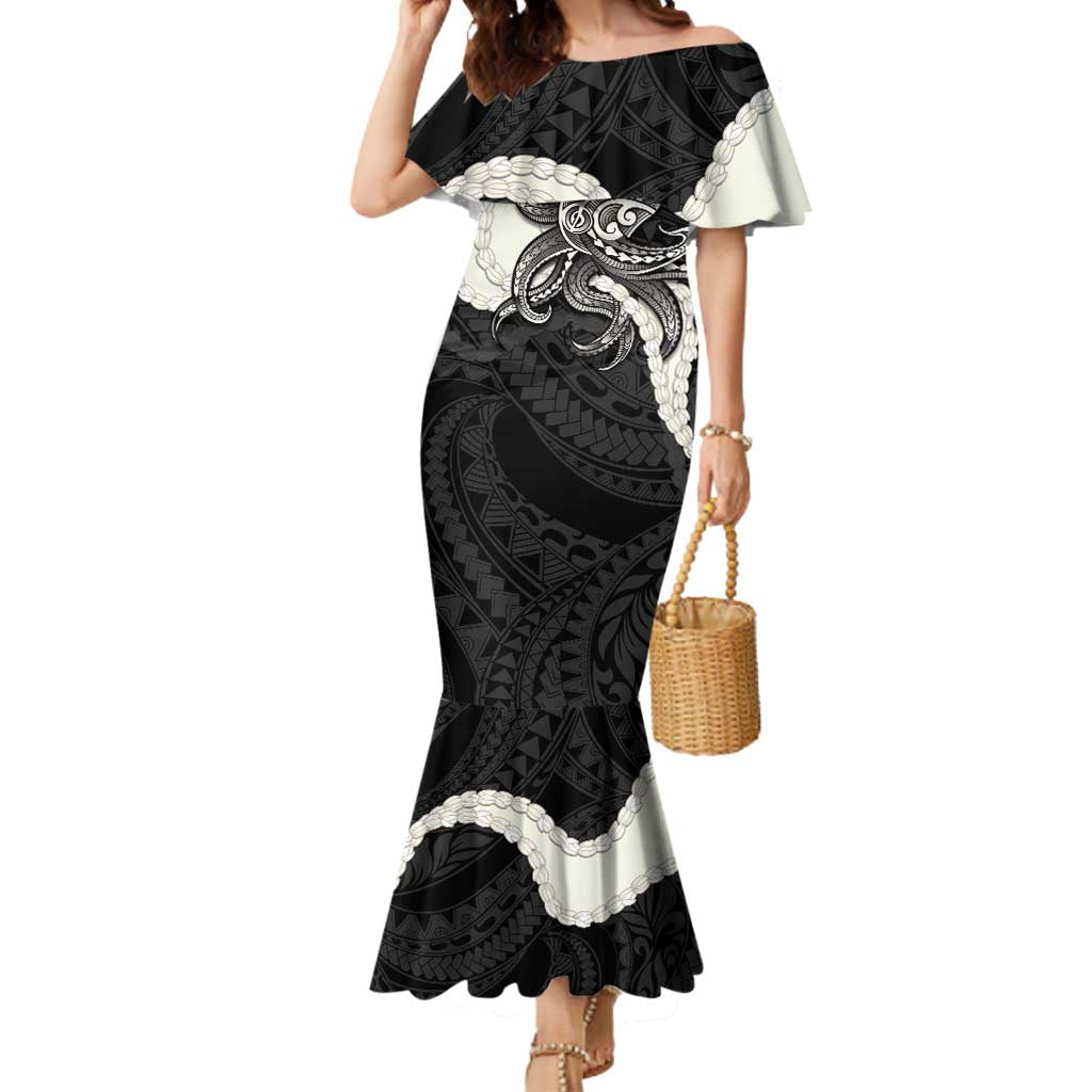 Black Polynesia Tribal Octopus Tattoo Mermaid Dress Pikake Lei Polynesian Pattern LT14 Women Black - Polynesian Pride