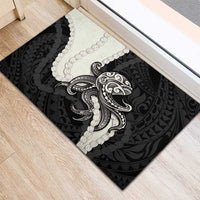 Black Polynesia Tribal Octopus Tattoo Rubber Doormat Pikake Lei Polynesian Pattern