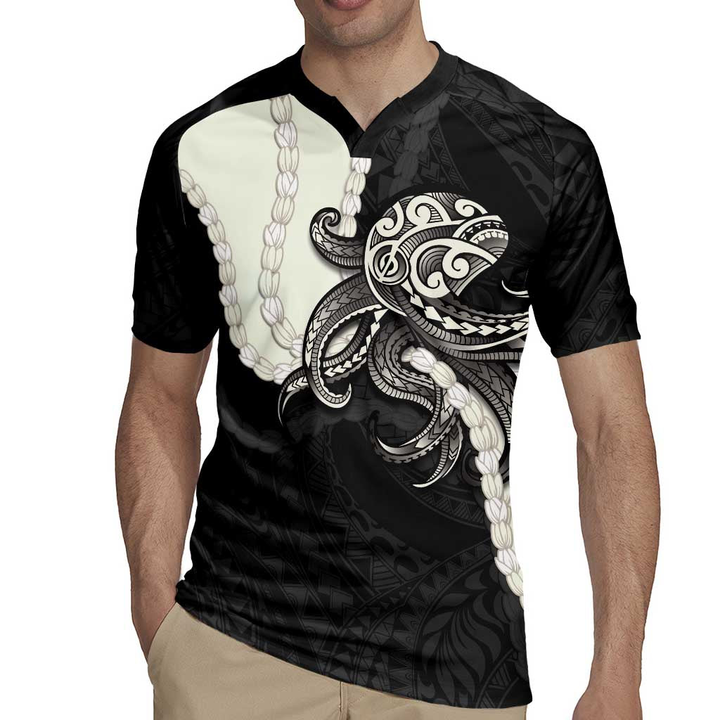 Black Polynesia Tribal Octopus Tattoo Rugby Jersey Pikake Lei Polynesian Pattern